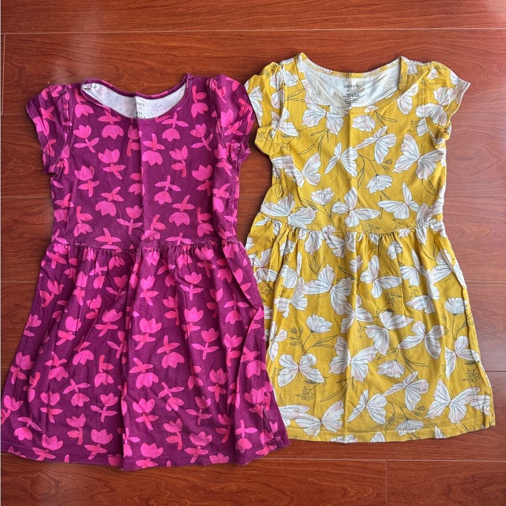 Carter's Pink Pleated Sundress with Flutter Cap Sleeves